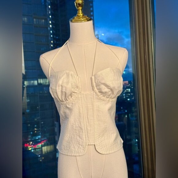 🆕 CULT GAIA 🧿 NWOT Off-White Habana Strappy Corset Zip Top, Sz US 10 - Picture 8 of 16